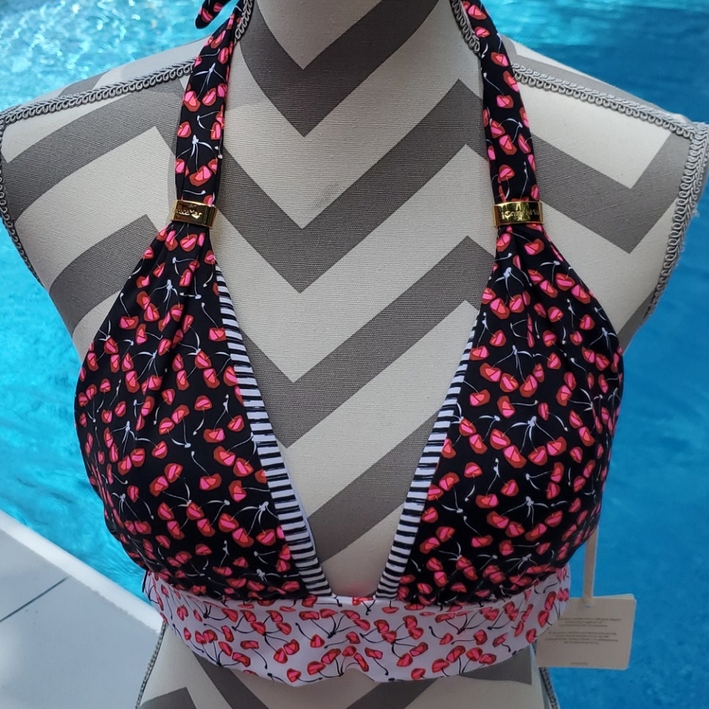 NWT OndadeMar Cherry 24K Triangled Swim Top M
